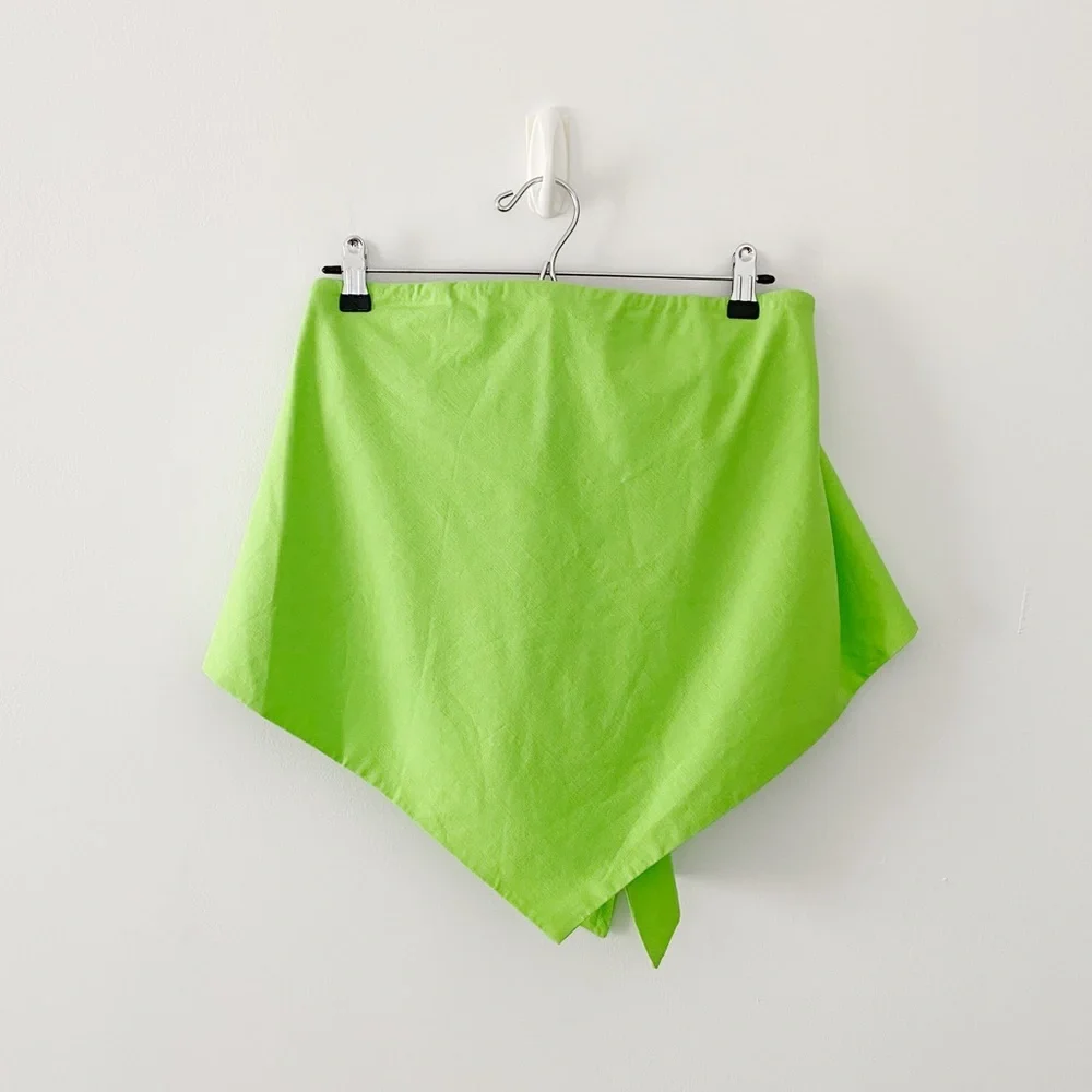 L’Academie Darragh Linen Strapless Handkerchief Top in Lime Green NWT - Picture 5 of 9